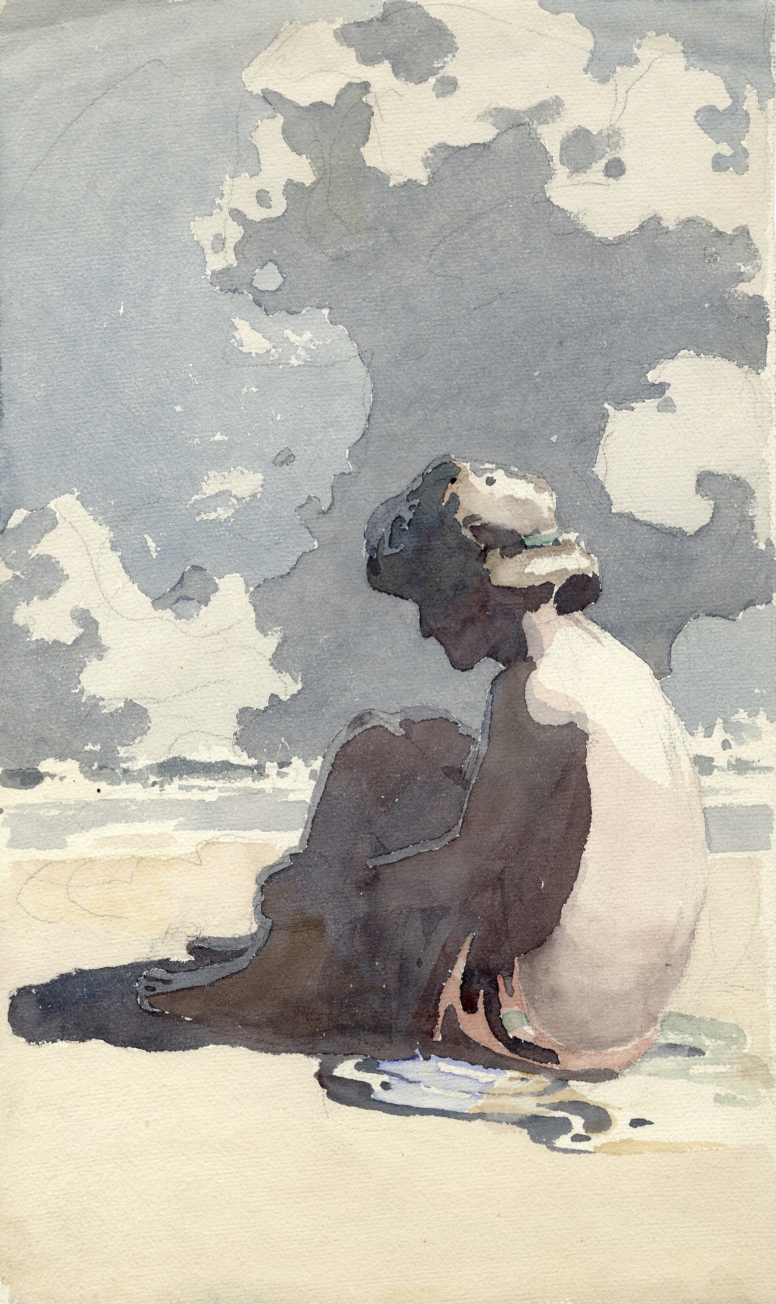 Bather Sitting on Beach