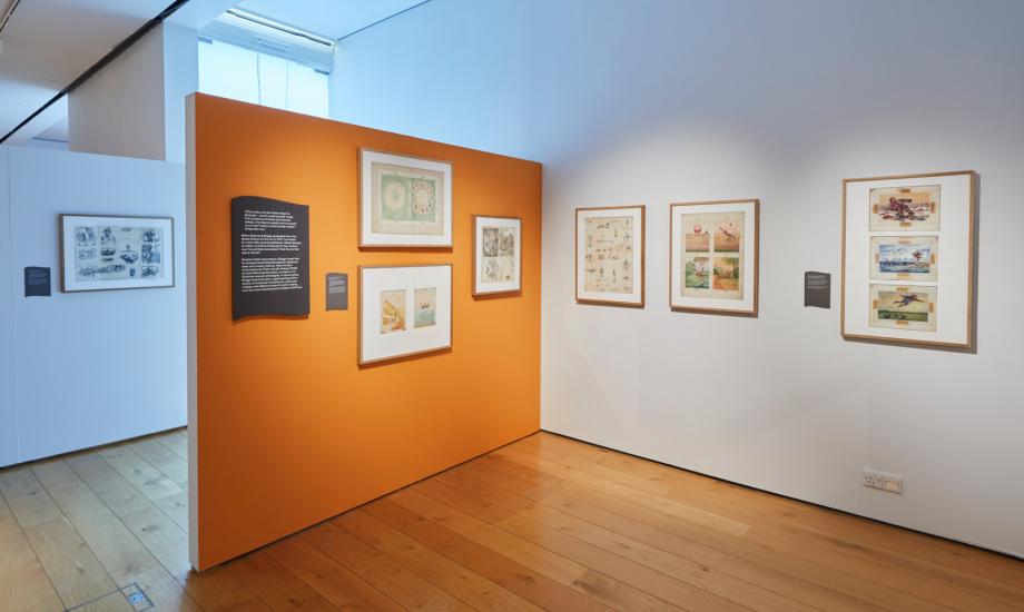 A wide shot of the exhibition, featuring Briggs' early works
