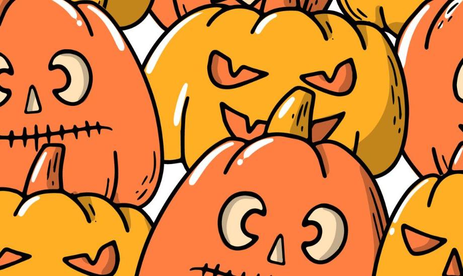 Graphic image of pumpkins crowded together