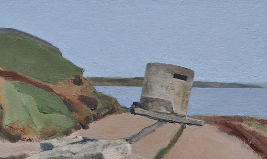 Gouche painting of a WW2 pillbox on the south coast