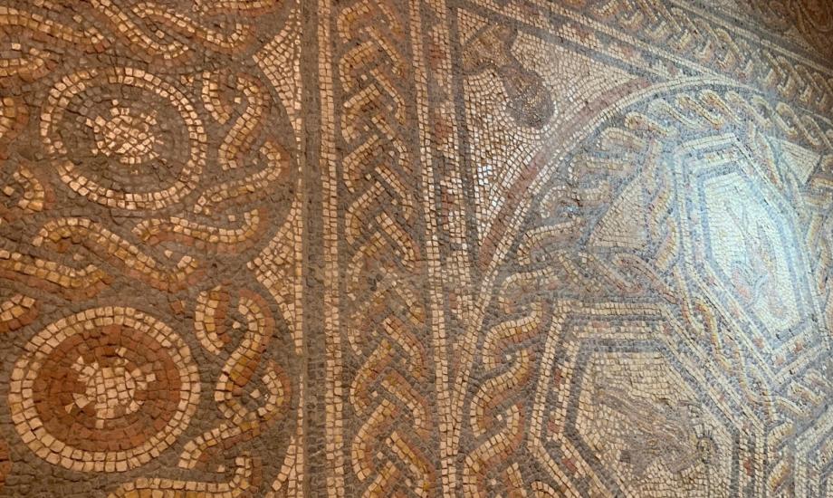 colour image of Fullerton Mosaic at Iron Age Museum Andover