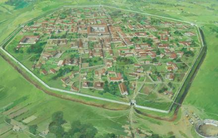 drawing of old Silchester Town from above
